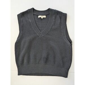 Loft Knit Sweater Vest Chunky Knit V Neck Academic Preppy Capsule Old Money